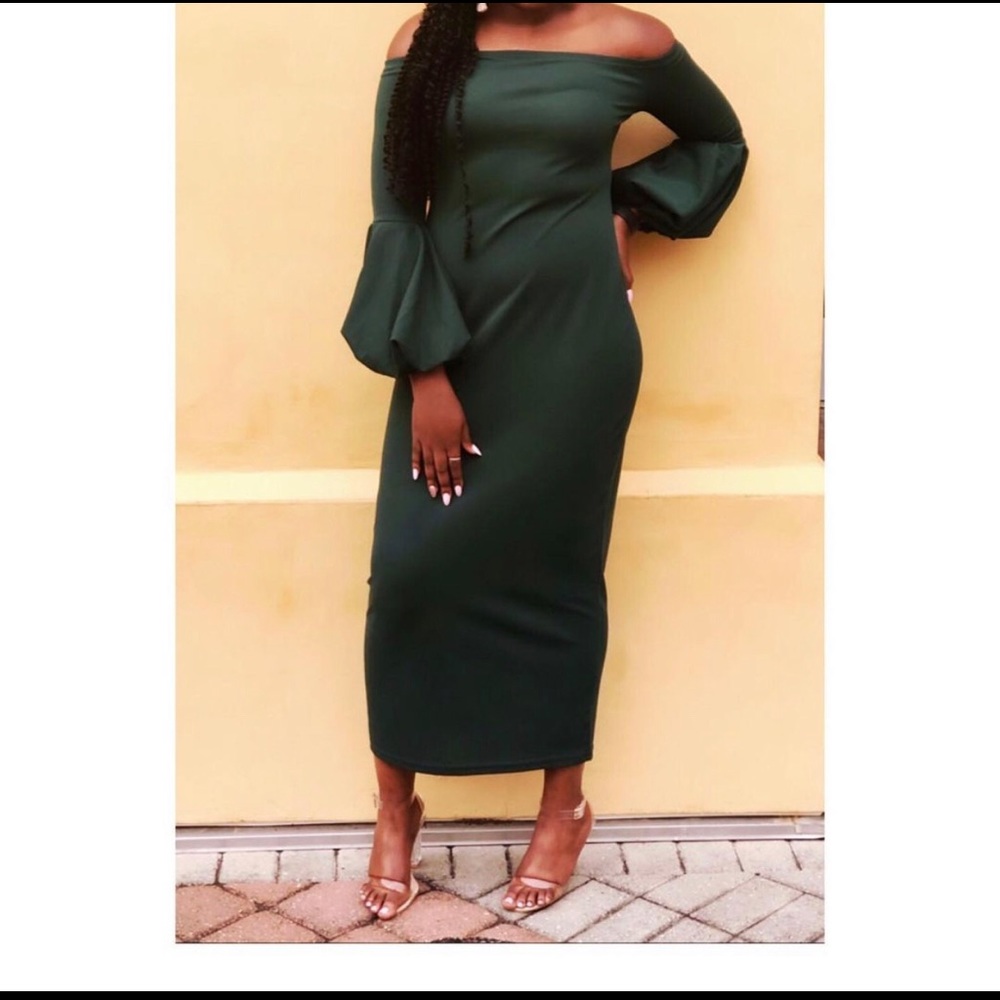 Lantern Sleeve Off-Shoulder Maxi Dress